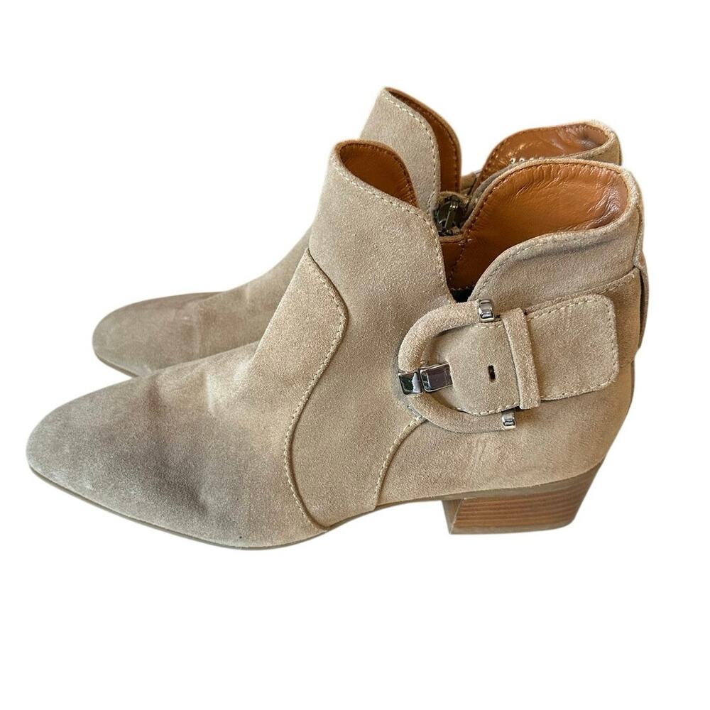Aquatalia Women’s Fiamma Ankle Boots Size 7 Tan Suede Leather Water Resistant‎